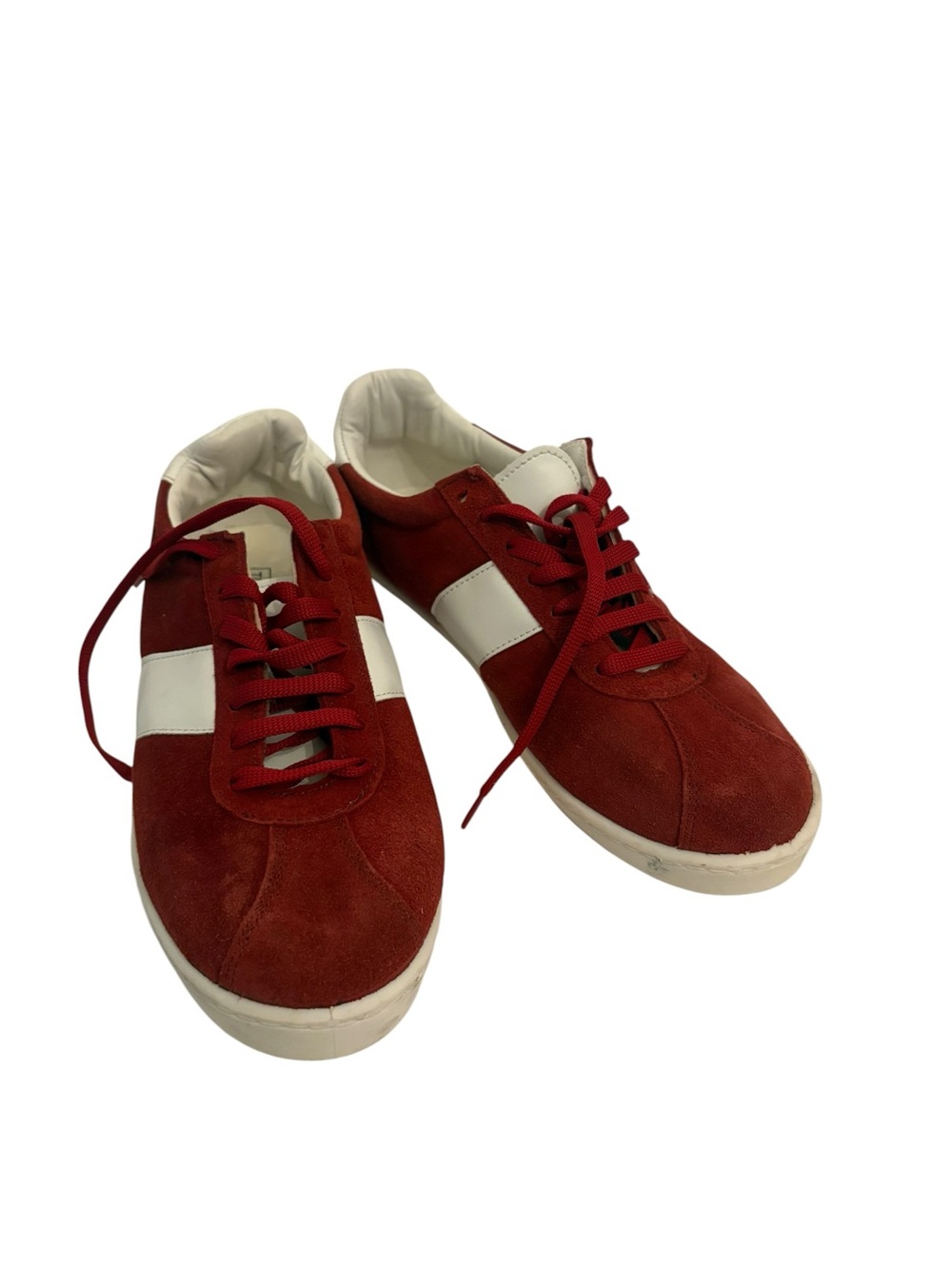 Topshop Red Suede Sneakers with White Side Panel